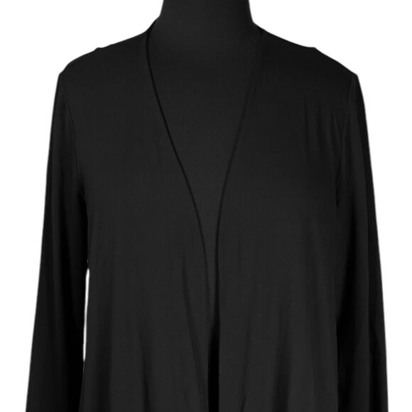 J. Jill Wearever Collection Jacket Black Stretch Open Front Smocked Cardigan M - Picture 4 of 9